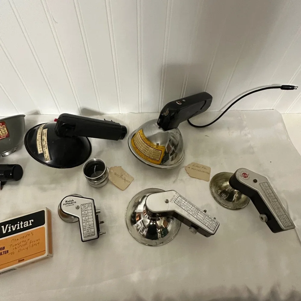 Kodak Vivitar Hoya Camera Flash & Filter Lot Vintage Silver Good Mixed Untested